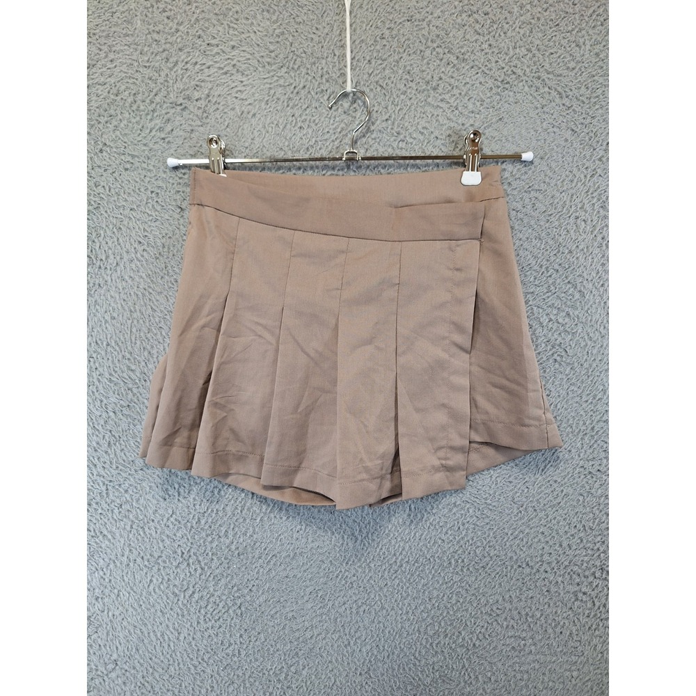 PacSun Mini Skort Women's XS Tan‎ Pleated Summer Stretch Side Zip High Waisted